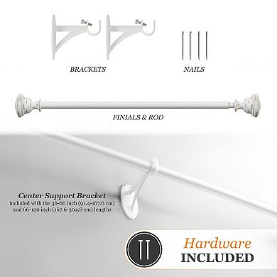 Kenney Belle 5/8" Diameter Fast Fit Easy Install Decorative Window Curtain Rod