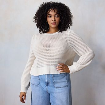 Plus Size LC Lauren Conrad Bow Back Pullover Sweater