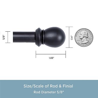 Kenney Scroll Ball 5/8" Diameter Standard Decorative Window Double Curtain Rod