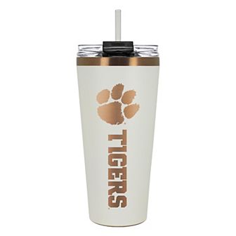 Clemson Tigers Creme & Copper Tone 32 oz Big Slim Tumbler with Straw