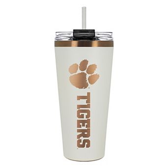 Clemson Tigers Creme & Copper Tone 32 oz Big Slim Tumbler with Straw