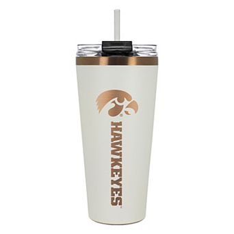 Iowa Hawkeyes Creme & Copper Tone 32 oz Big Slim Tumbler with Straw