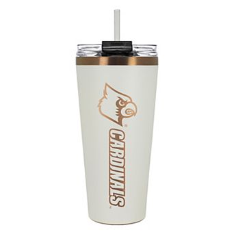 Louisville Cardinals Creme & Copper Tone 32 oz Big Slim Tumbler with Straw