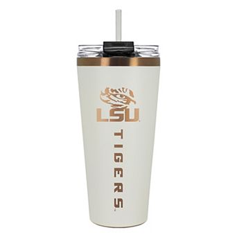 LSU Tigers Creme & Copper Tone 32 oz Big Slim Tumbler with Straw