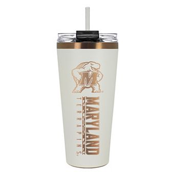 Maryland Terrapins Creme & Copper Tone 32 oz Big Slim Tumbler with Straw