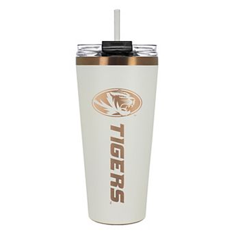 Missouri Tigers Creme & Copper Tone 32 oz Big Slim Tumbler with Straw
