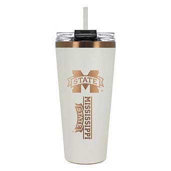 Mississippi State Bulldogs Creme & Copper Tone 32 oz Big Slim Tumbler with Straw