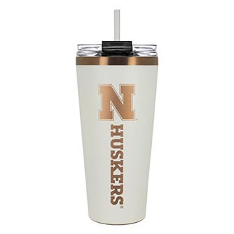 Nebraska Cornhuskers Creme & Copper Tone 32 oz Big Slim Tumbler with Straw