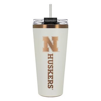 Nebraska Cornhuskers Creme & Copper Tone 32 oz Big Slim Tumbler with Straw
