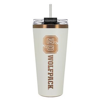 North Carolina State Wolfpack Creme & Copper Tone 32 oz Big Slim Tumbler with Straw