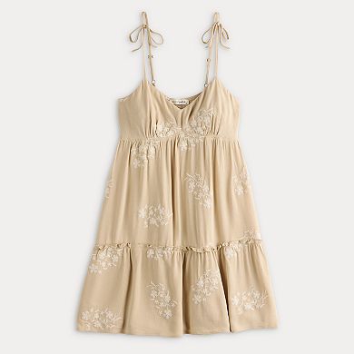 Juniors' Live To Be Spoiled Embroidered Babydoll Dress
