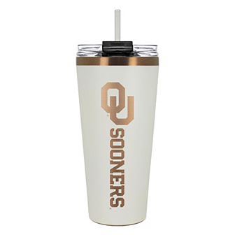 Oklahoma Sooners Creme & Copper Tone 32 oz Big Slim Tumbler with Straw