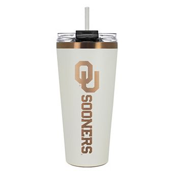 Oklahoma Sooners Creme & Copper Tone 32 oz Big Slim Tumbler with Straw