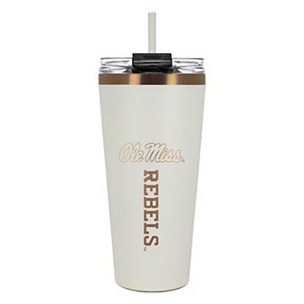 Ole Miss Rebels Creme & Copper Tone 32 oz Big Slim Tumbler with Straw