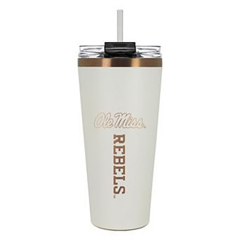 Ole Miss Rebels Creme & Copper Tone 32 oz Big Slim Tumbler with Straw