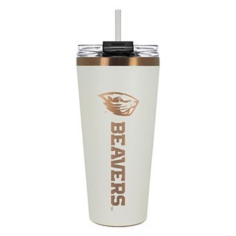 Oregon State Beavers Creme & Copper Tone 32 oz Big Slim Tumbler with Straw