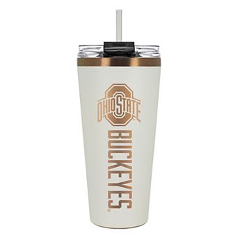 Ohio State Buckeyes Creme & Copper Tone 32 oz Big Slim Tumbler with Straw