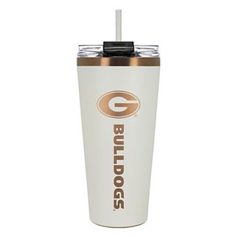 Georgia Bulldogs Creme & Copper Tone 32 oz Big Slim Tumbler with Straw