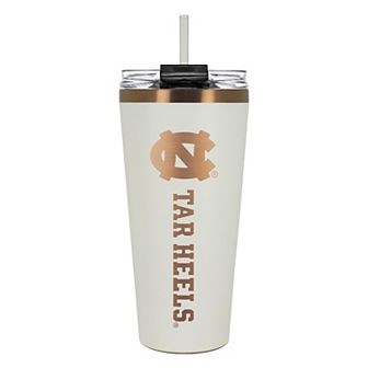 North Carolina Tar Heels Creme & Copper Tone 32 oz Big Slim Tumbler with Straw