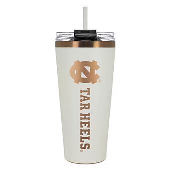 North Carolina Tar Heels Creme & Copper Tone 32 oz Big Slim Tumbler with Straw