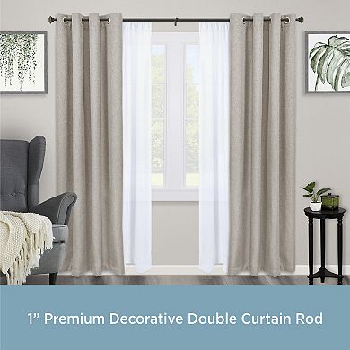 Kenney Mission 1" Diameter Oil Rubbed Premium Decorative Window Double Curtain Rod