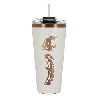 Washington State Cougars Creme & Copper Tone 32 oz Big Slim Tumbler with Straw
