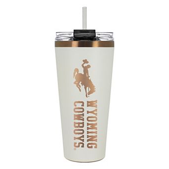 Wyoming Cowboys Creme & Copper Tone 32 oz Big Slim Tumbler with Straw