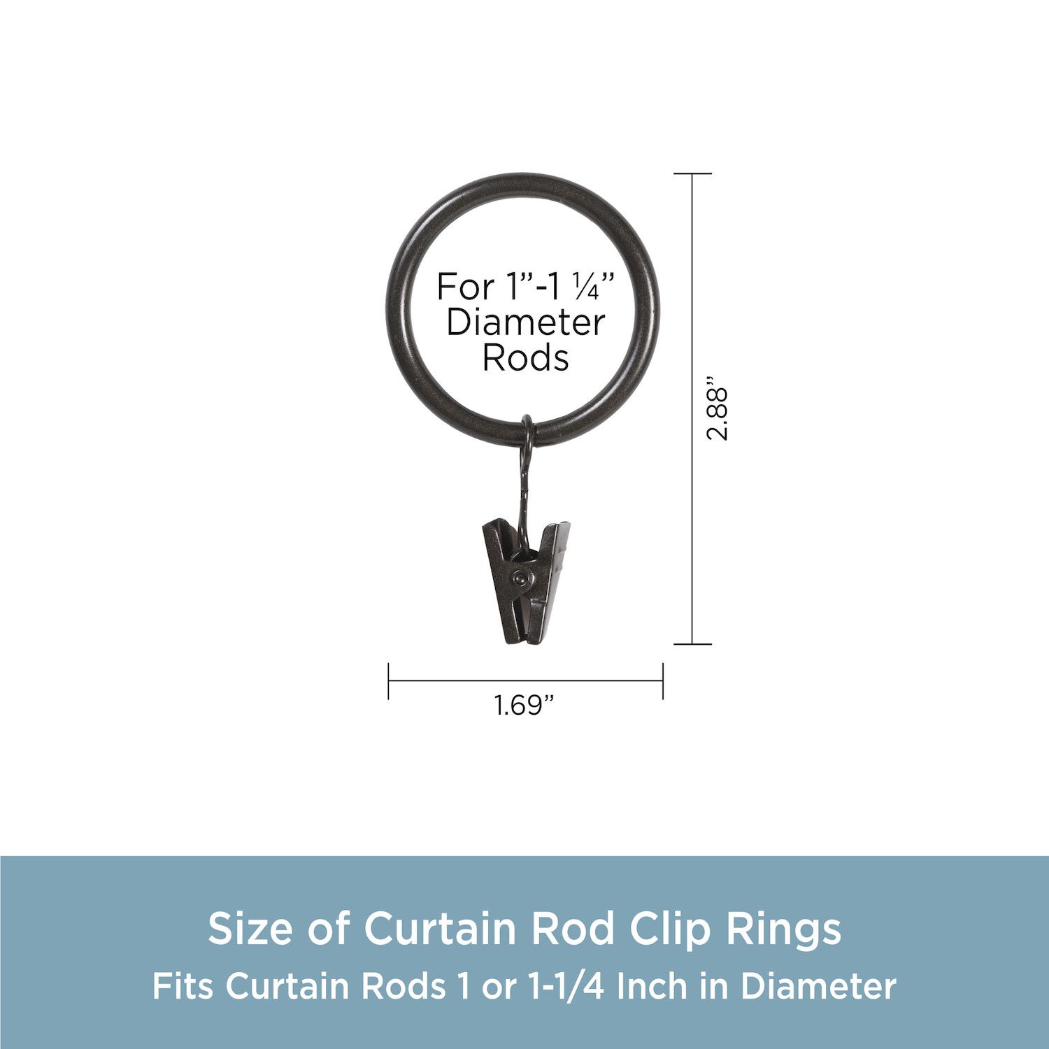 Kenney 1-1/4" Diameter 14-pk. Clip Rings Black