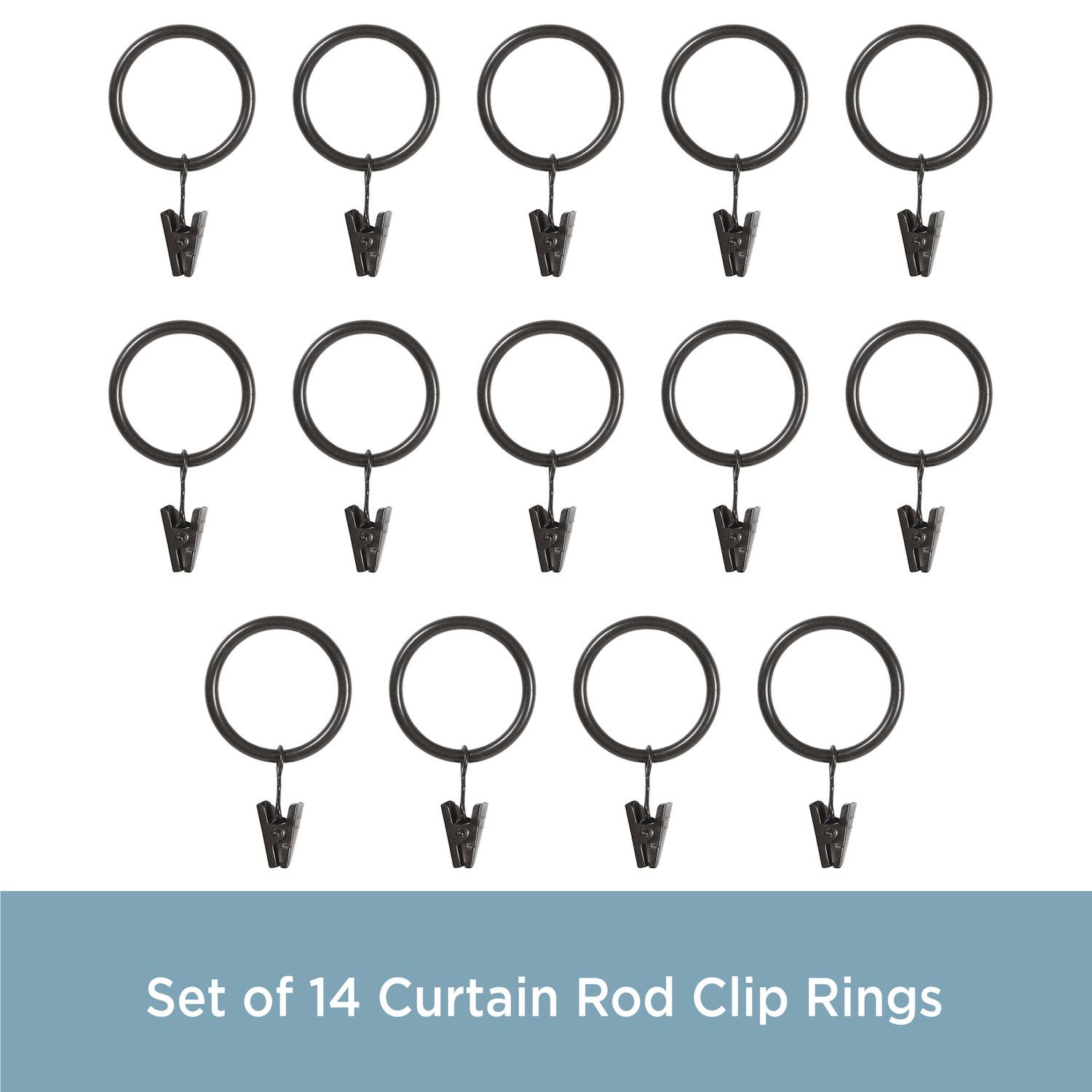 Kenney 1-1/4" Diameter 14-pk. Clip Rings Black