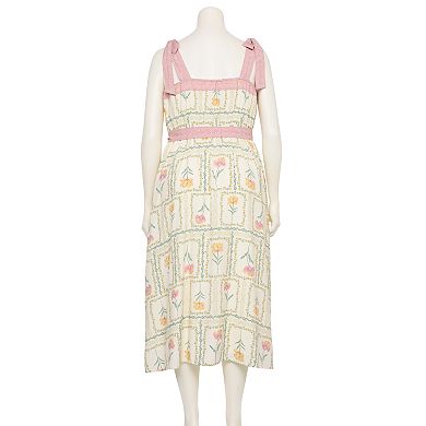 Plus Size LC Lauren Conrad Tie-Strap Floral Gauze Tea Length Midi Dress