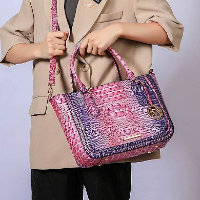 MKF Collection Bonnie Rainbow Faux Crocodile-embossed Women’s Satchel With Wallet by Mia K