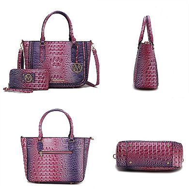 MKF Collection Bonnie Rainbow Faux Crocodile-embossed Women’s Satchel With Wallet by Mia K