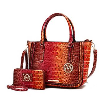 MKF Collection Bonnie Rainbow Faux Crocodile-embossed Women’s Satchel With Wallet by Mia K