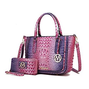 MKF Collection Bonnie Rainbow Faux Crocodile-embossed Women’s Satchel With Wallet by Mia K