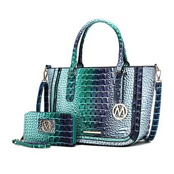 MKF Collection Bonnie Rainbow Faux Crocodile-embossed Women’s Satchel With Wallet by Mia K