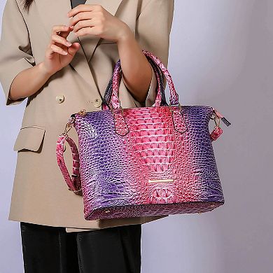 MKF Collection Frankie Rainbow Faux Crocodile-embossed Women’s Satchel Bag with Wallet by Mia K