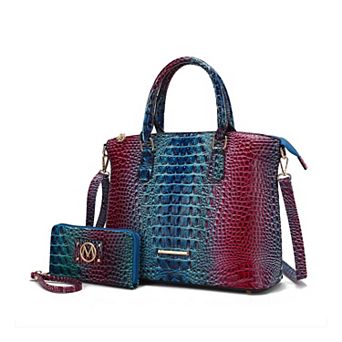 MKF Collection Frankie Rainbow Faux Crocodile-embossed Women’s Satchel Bag with Wallet by Mia K