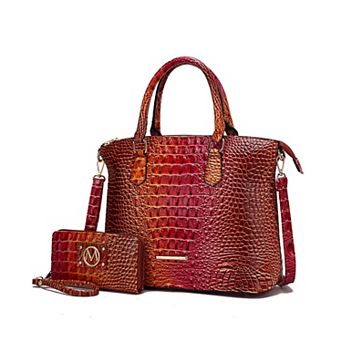 MKF Collection Frankie Rainbow Faux Crocodile-embossed Women’s Satchel Bag with Wallet by Mia K