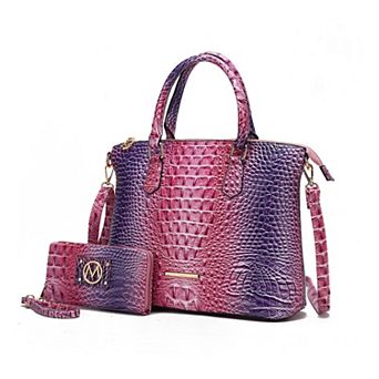 MKF Collection Frankie Rainbow Faux Crocodile-embossed Women’s Satchel Bag with Wallet by Mia K