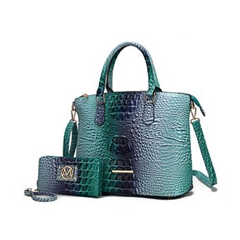 MKF Collection Frankie Rainbow Faux Crocodile-embossed Women’s Satchel Bag with Wallet by Mia K