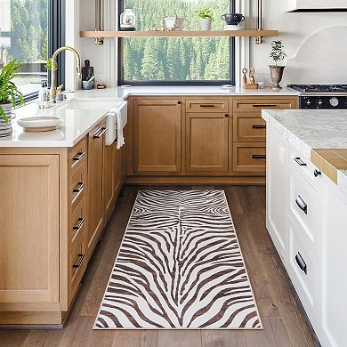 Gertmenian Crystal Print Zebra Modern Striped Runner or Area Rug