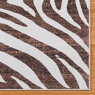 Gertmenian Crystal Print Zebra Modern Striped Runner or Area Rug