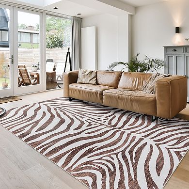 Gertmenian Crystal Print Zebra Modern Striped Runner or Area Rug