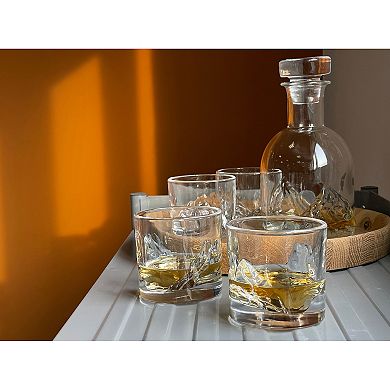 LIITON 4-Piece Grand Canyon Crystal Whiskey Glass Set