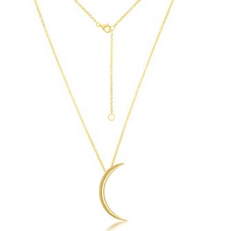 Argento Bella Sterling Silver Crescent Moon Pendant Necklace