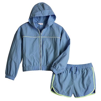 Girls 7-16 eyeshadow Windbreaker Jacket & Shorts Set