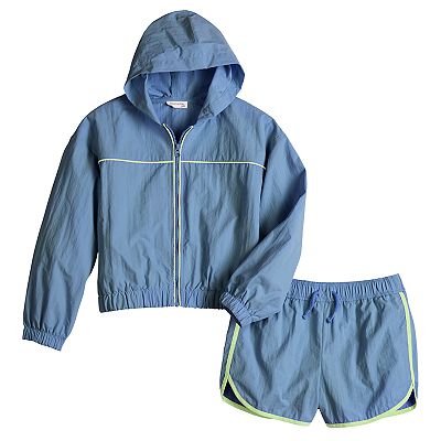 Girls 7-16 eyeshadow Windbreaker Jacket & Shorts Set