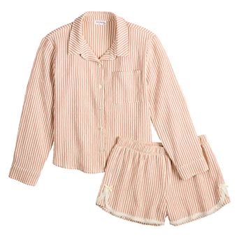 Girls 7-16 eyeshadow 2 pc Long Sleeve Button-Up Top & Shorts Set