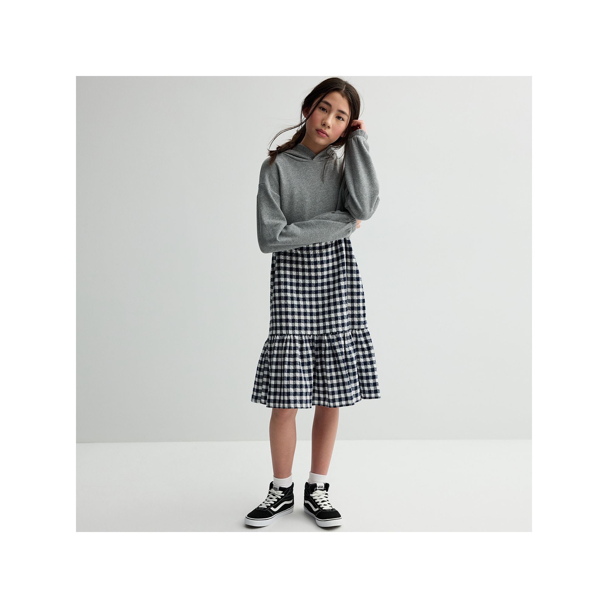 Girls 7-16 Mini Society 2 Piece Cropped Hoodie & Dress Set, Girls, Size: S