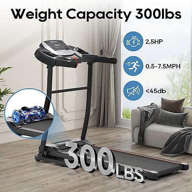 Merax Folding Treadmill With Pulse Sensor, 2.5 Hp Quiet Brushless Motor